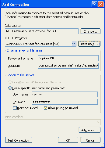Создание подключения в Server Explorer