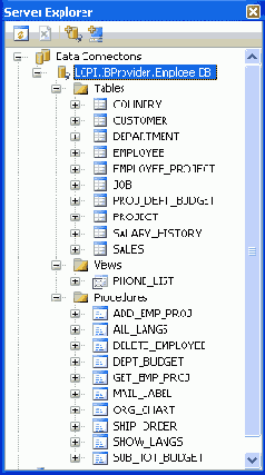 Создание подключения в Server Explorer